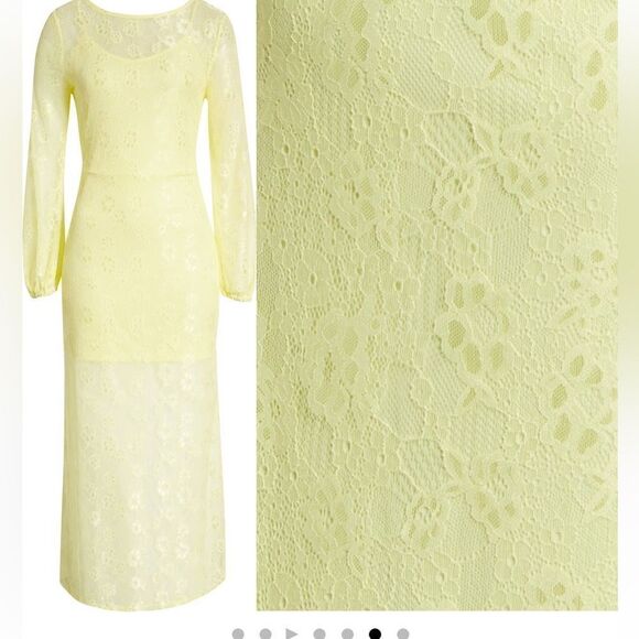 Open Edit Sheer Lace Long Sleeve Maxi Dress Size S NWOT - Picture 3 of 8